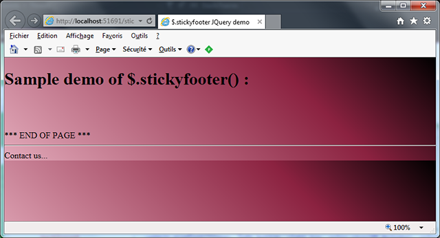 Example without sticky footer