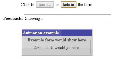 Example script of page element fade animation effect